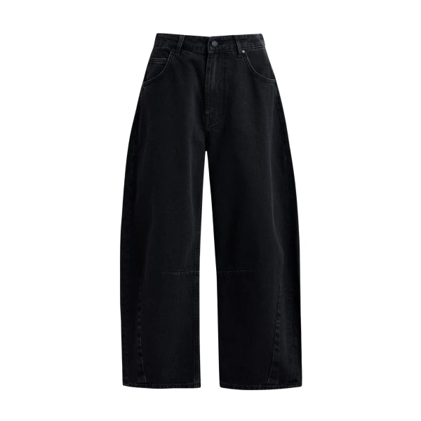 Essentiel Antwerp Black cotton cropped barrel-leg jeans - Essentiel Antwerp Pants - Colorful Belgian Design - Shop at Coveti