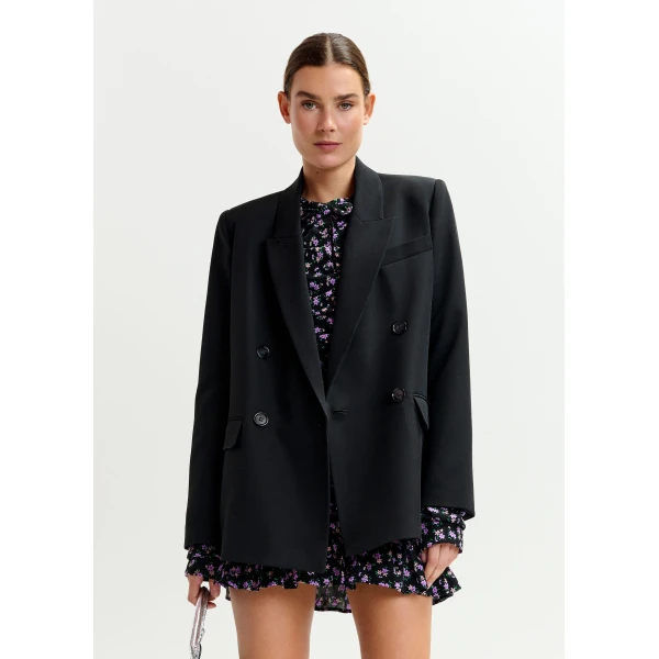 Essentiel Antwerp Black double-breasted blazer, view 2