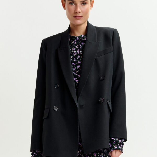 Essentiel Antwerp Black double-breasted blazer - Essentiel Antwerp Jackets - Colorful Belgian Design - Shop at Coveti