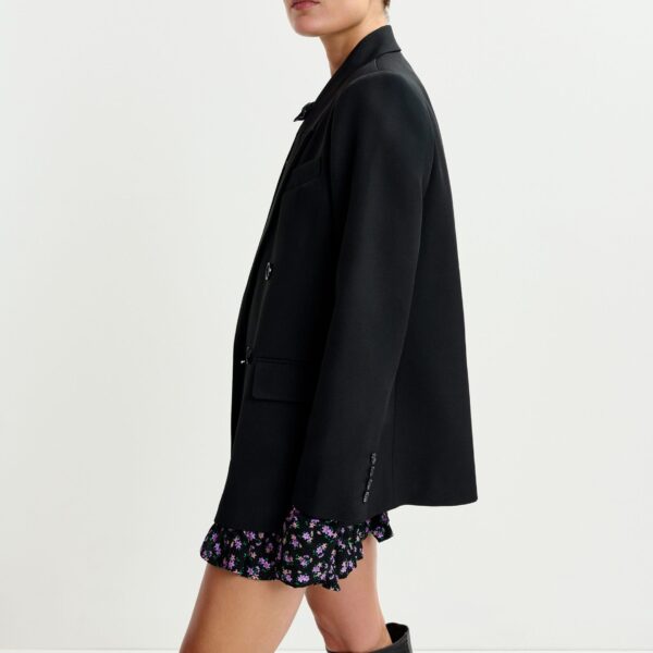 Essentiel Antwerp Black double-breasted blazer - Essentiel Antwerp Jackets - Colorful Belgian Design - Shop at Coveti