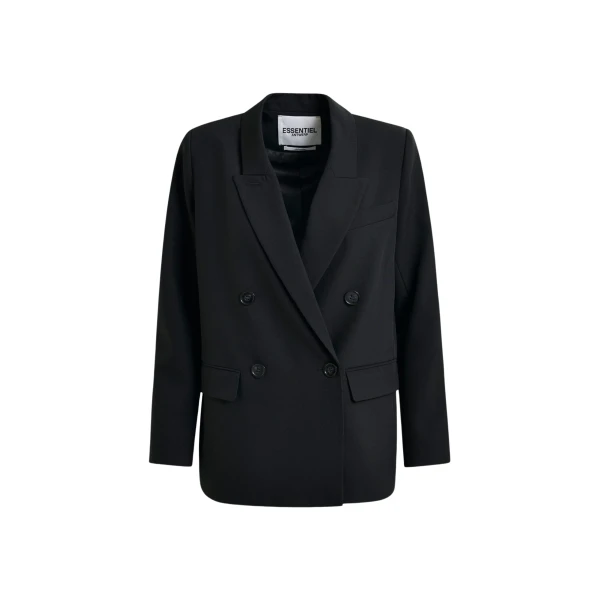 Essentiel Antwerp Black double-breasted blazer - Essentiel Antwerp Jackets - Colorful Belgian Design - Shop at Coveti