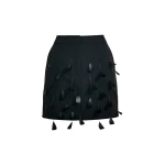 Essentiel Antwerp Black feather-embellished A-line mini skirt - Essentiel Antwerp Skirts - Colorful Belgian Design - Shop at Coveti