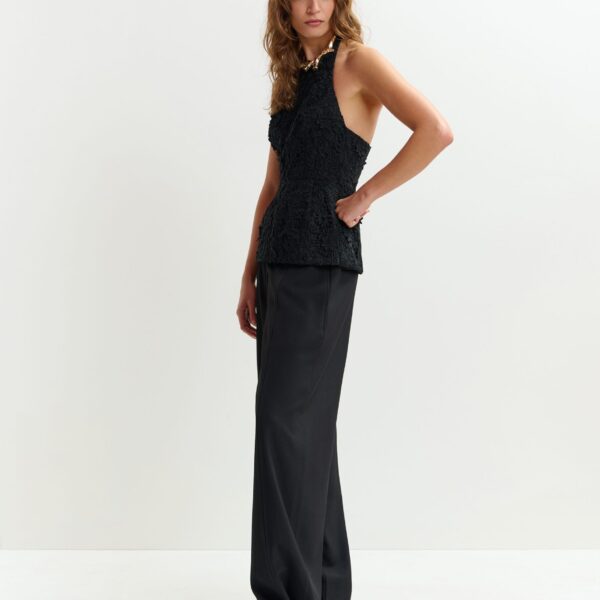 Essentiel Antwerp Black floral lace halter peplum top - Essentiel Antwerp Tops - Colorful Belgian Design - Shop at Coveti