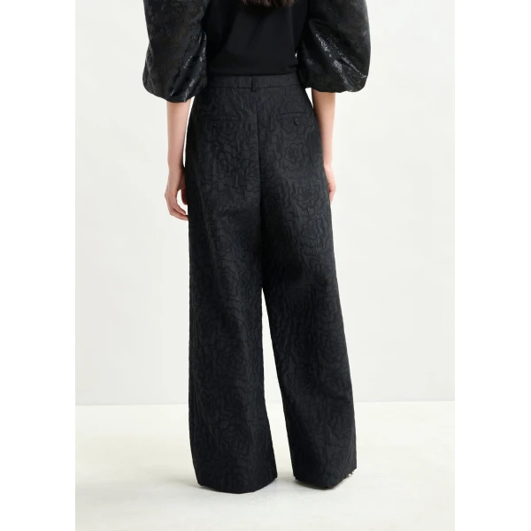 Essentiel Antwerp Black jacquard wide-leg pants, view 5