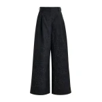 Essentiel Antwerp Black jacquard wide-leg pants - Essentiel Antwerp Pants - Colorful Belgian Design - Shop at Coveti