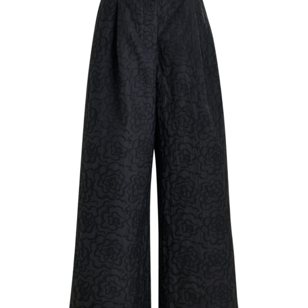 Essentiel Antwerp Black jacquard wide-leg pants - Essentiel Antwerp Pants - Colorful Belgian Design - Shop at Coveti