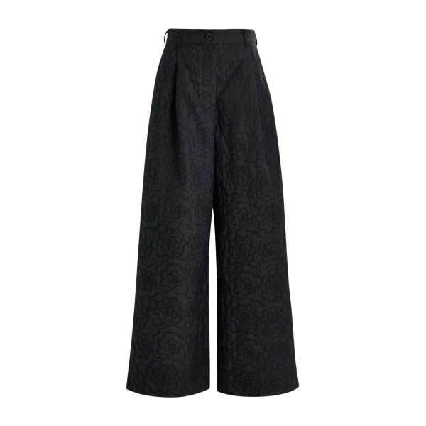 Essentiel Antwerp Black jacquard wide-leg pants - Essentiel Antwerp Pants - Colorful Belgian Design - Shop at Coveti