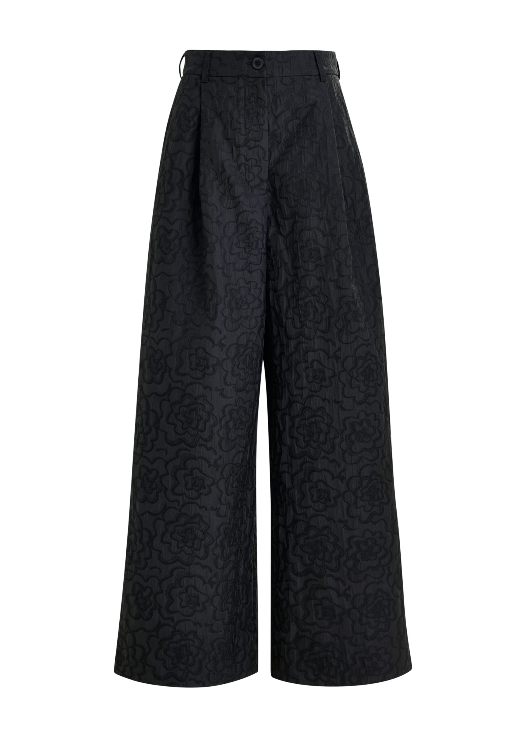 Essentiel Antwerp Black jacquard wide-leg pants