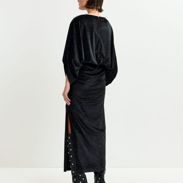 Essentiel Antwerp Black maxi dress with cape-like sleeves - Essentiel Antwerp Dresses - Colorful Belgian Design - Shop at Coveti
