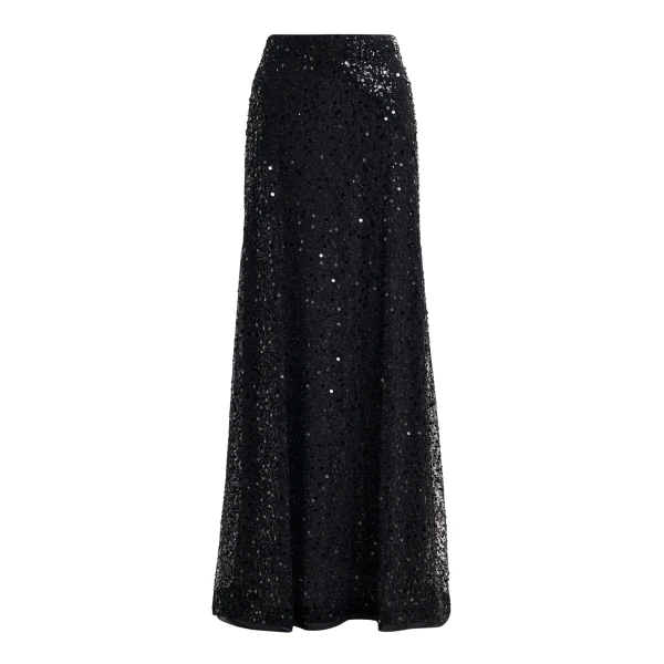 Essentiel Antwerp Black panelled maxi skirt with sequin and bead embellishments - Essentiel Antwerp Skirts - Colorful Belgian Design - Shop at Coveti