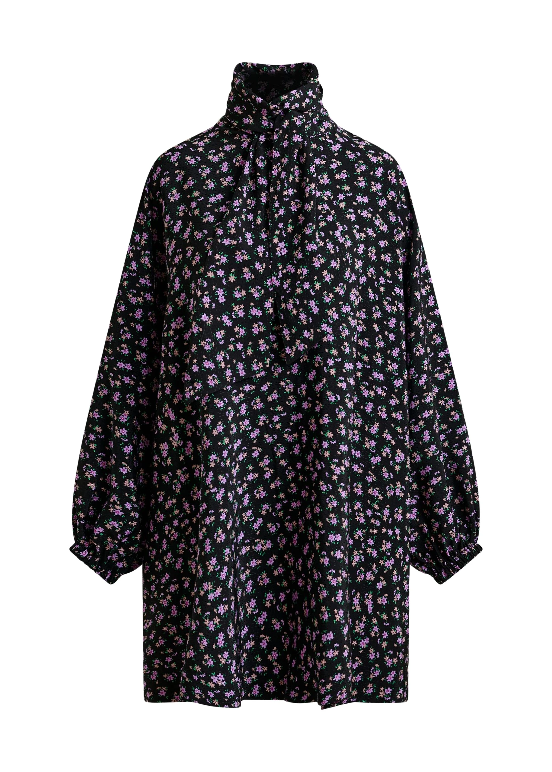 Black-purple-and-green-flowerprint-mini-dress-with-pussy-bow-tie-Essentiel-Antwerp-Dresses-scaled95141_nobg Essentiel Antwerp Black