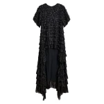 Essentiel Antwerp Black ruffled maxi dress with asymmetric hemline - Essentiel Antwerp Dresses - Colorful Belgian Design - Shop at Coveti