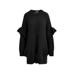 Essentiel Antwerp Black ruffled wool-blend knit mini dress - Essentiel Antwerp Dresses - Colorful Belgian Design - Shop at Coveti