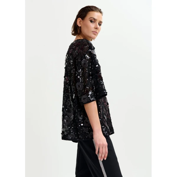 Essentiel Antwerp Black sequin-embellished top, view 3
