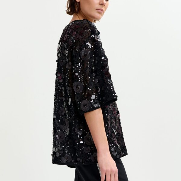 Essentiel Antwerp Black sequin-embellished top - Essentiel Antwerp Tops - Colorful Belgian Design - Shop at Coveti