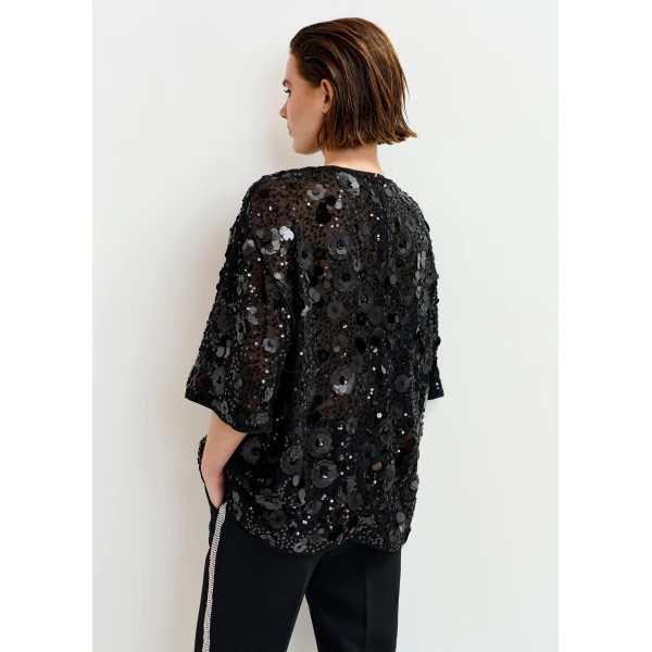 Essentiel Antwerp Black sequin-embellished top, view 4