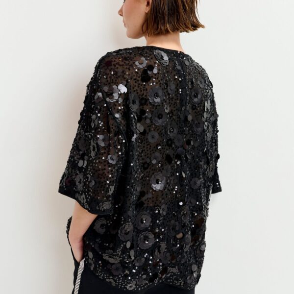 Essentiel Antwerp Black sequin-embellished top - Essentiel Antwerp Tops - Colorful Belgian Design - Shop at Coveti