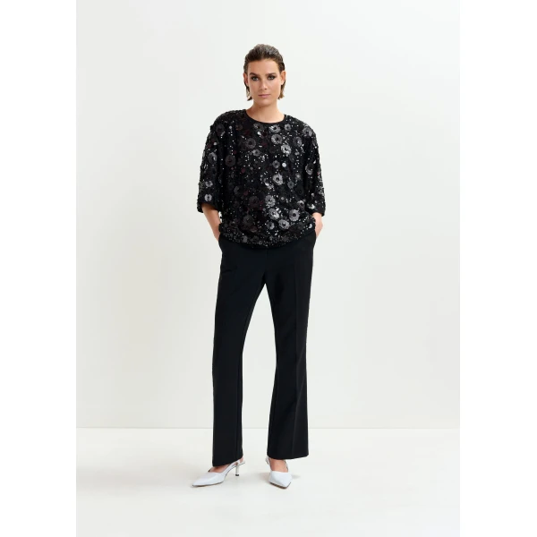 Essentiel Antwerp Black sequin-embellished top, view 5