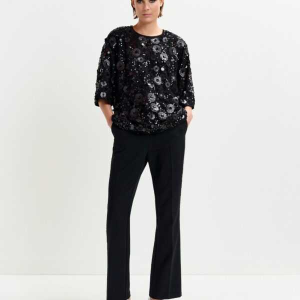 Essentiel Antwerp Black sequin-embellished top - Essentiel Antwerp Tops - Colorful Belgian Design - Shop at Coveti