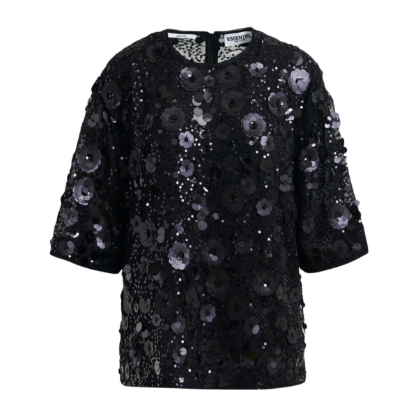Essentiel Antwerp Black sequin-embellished top - Essentiel Antwerp Tops - Colorful Belgian Design - Shop at Coveti
