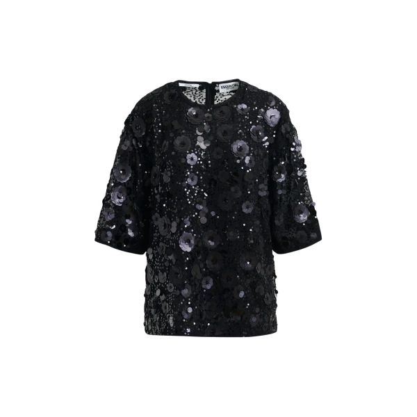 Essentiel Antwerp Black sequin-embellished top - Essentiel Antwerp Tops - Colorful Belgian Design - Shop at Coveti