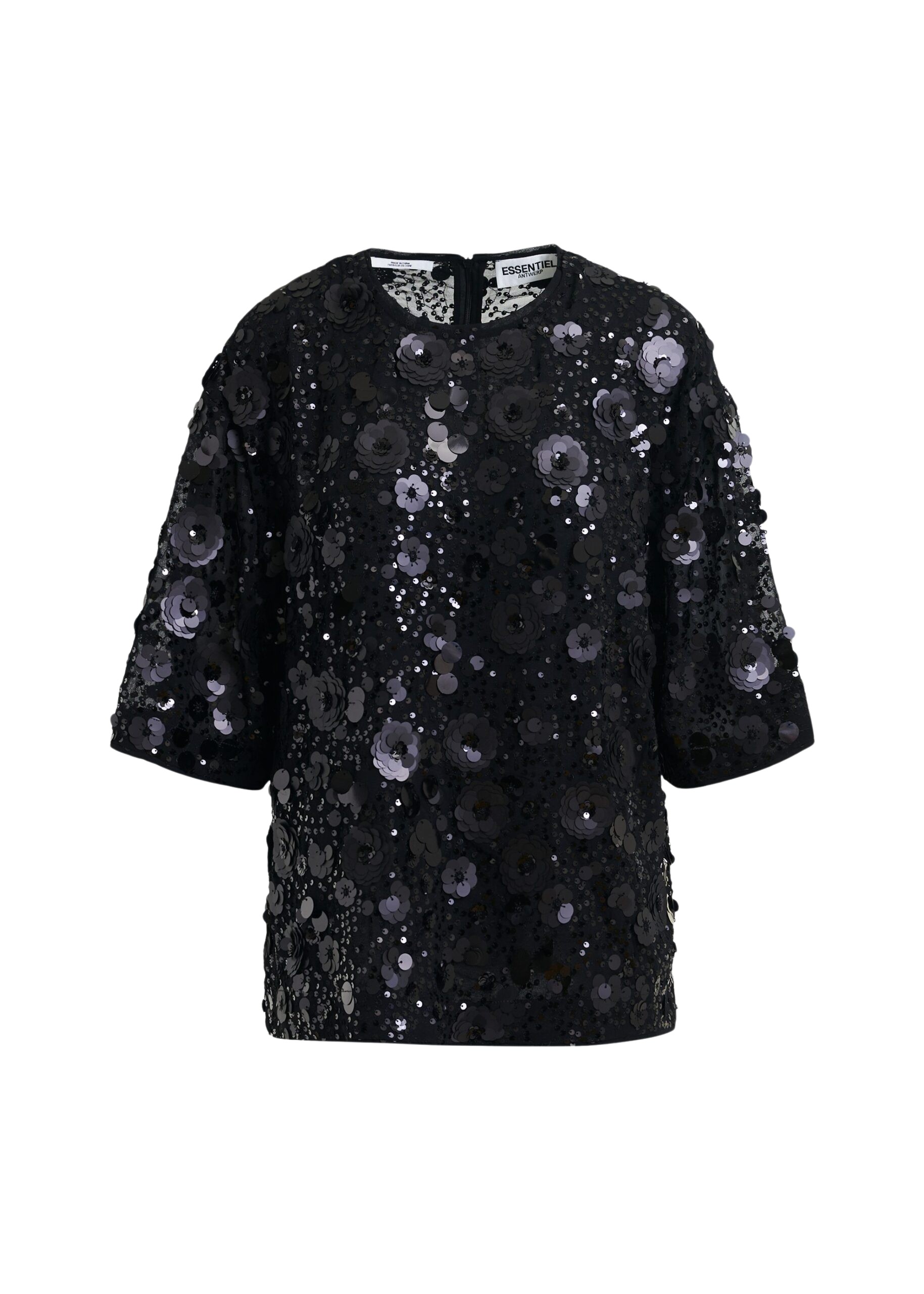 Essentiel Antwerp Black sequin-embellished top - Essentiel Antwerp Tops - Colorful Belgian Design - Shop at Coveti