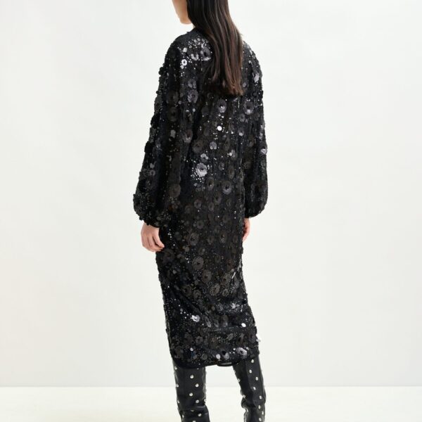 Essentiel Antwerp Black sequin-embellished wrap midi dress - Essentiel Antwerp Dresses - Colorful Belgian Design - Shop at Coveti