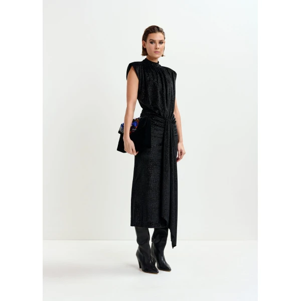 Essentiel Antwerp Black stretch-jersey midi dress, view 2