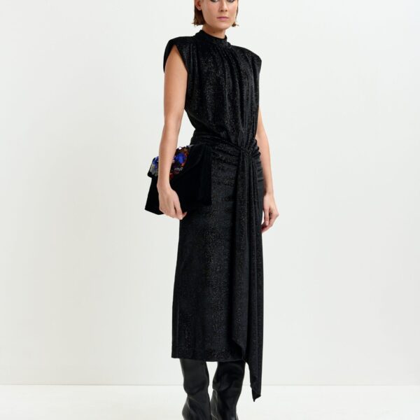 Essentiel Antwerp Black stretch-jersey midi dress - Essentiel Antwerp Dresses - Colorful Belgian Design - Shop at Coveti