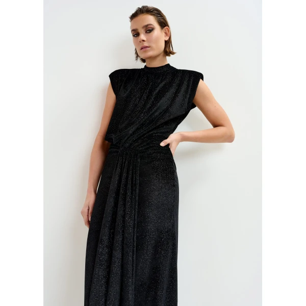 Essentiel Antwerp Black stretch-jersey midi dress, view 3