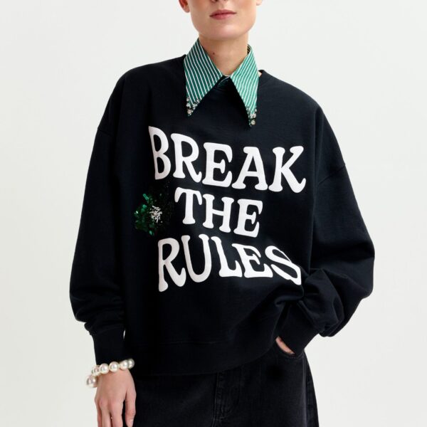 white and green cotton sweatshirt with sequin and bead embellishments - Essentiel Antwerp Shirts - Colorful Belgian Design - Shop at Coveti