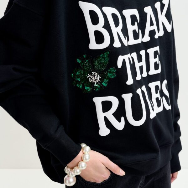 white and green cotton sweatshirt with sequin and bead embellishments - Essentiel Antwerp Shirts - Colorful Belgian Design - Shop at Coveti