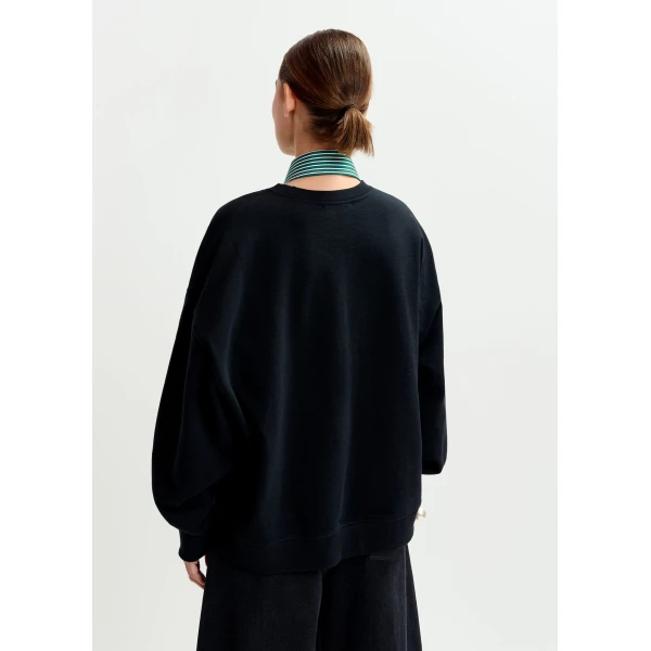 Essentiel Antwerp Black, white and green cotton sweatshirt with sequin and bead embellishments Top, view 5