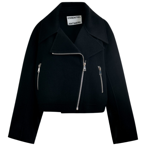 Essentiel Antwerp Black wool double-faced jacket - Essentiel Antwerp Jackets - Colorful Belgian Design - Shop at Coveti