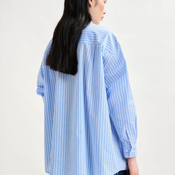 Essentiel Antwerp Blue and white striped shirt with removable tie - Essentiel Antwerp Shirts - Colorful Belgian Design - Shop at Coveti