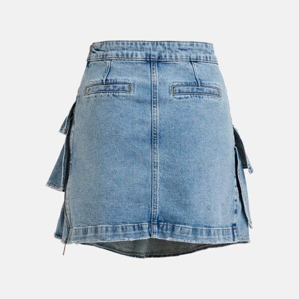 Essentiel Antwerp Blue cotton miniskirt with ruffle details - Essentiel Antwerp Skirts - Colorful Belgian Design - Shop at Coveti