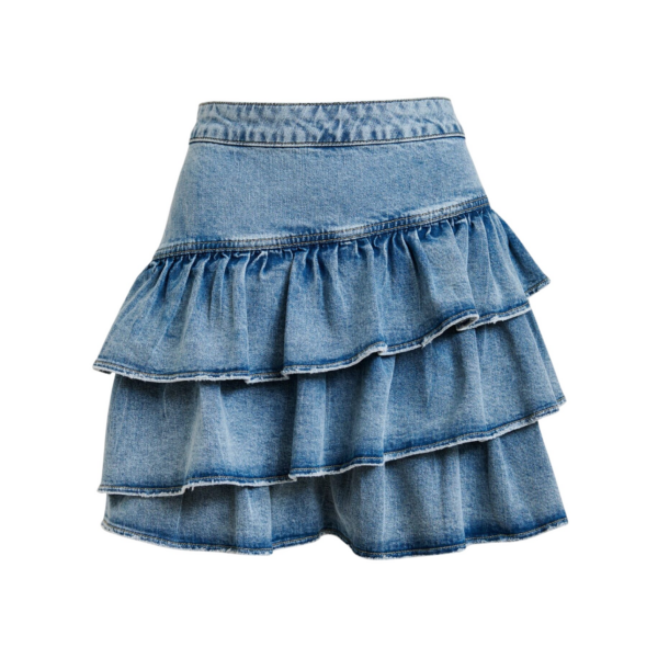 Essentiel Antwerp Blue cotton miniskirt with ruffle details - Essentiel Antwerp Skirts - Colorful Belgian Design - Shop at Coveti