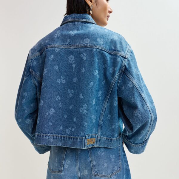 Essentiel Antwerp Blue cropped cotton denim jacket - Essentiel Antwerp Jackets - Colorful Belgian Design - Shop at Coveti