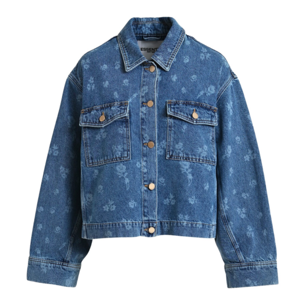 Essentiel Antwerp Blue cropped cotton denim jacket - Essentiel Antwerp Jackets - Colorful Belgian Design - Shop at Coveti