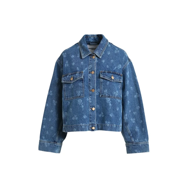 Essentiel Antwerp Blue cropped cotton denim jacket - Essentiel Antwerp Jackets - Colorful Belgian Design - Shop at Coveti