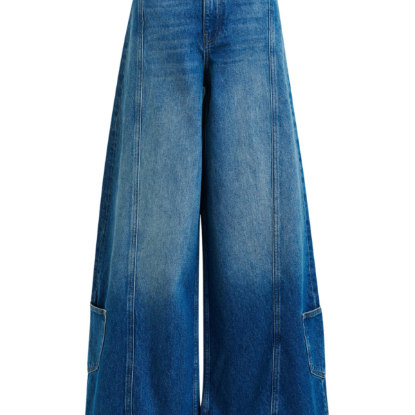 Essentiel Antwerp Blue flared leg cotton dual-panel jeans - Essentiel Antwerp Pants - Colorful Belgian Design - Shop at Coveti