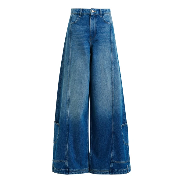 Essentiel Antwerp Blue flared leg cotton dual-panel jeans - Essentiel Antwerp Pants - Colorful Belgian Design - Shop at Coveti
