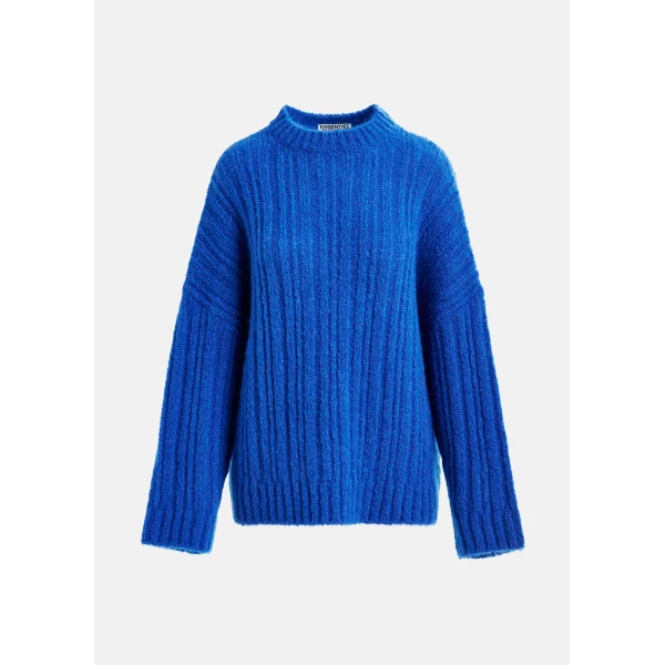 Essentiel Antwerp Blue mohair-blend ribbed sweater with pussy-bow tie, view 2