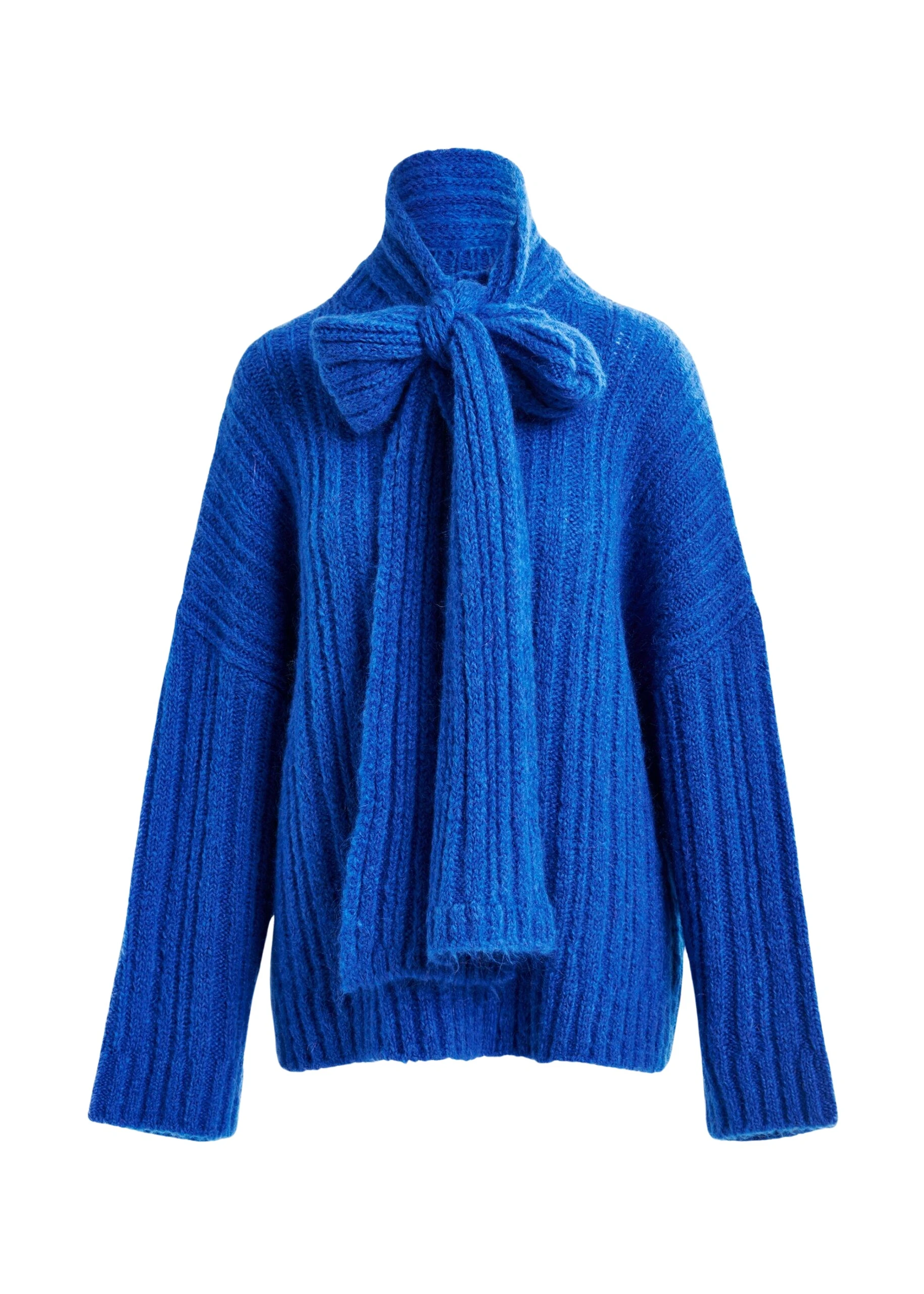 Blue-mohair-blend-ribbed-sweater-with-pussy-bow-tie-Essentiel-Antwerp-Knitwear-scaled56717_nobg Essentiel Antwerp Blue mohair-blend ribbed sweater with pussy-bow tie - Essentiel Antwerp Knitwear - Colorful Belgian Design - Shop at Coveti