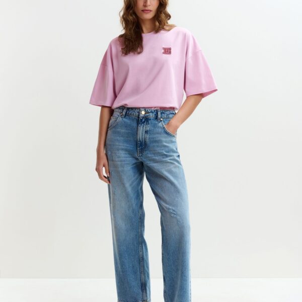 Essentiel Antwerp Blue organic cotton cropped boyfriend jeans - Essentiel Antwerp Pants - Colorful Belgian Design - Shop at Coveti