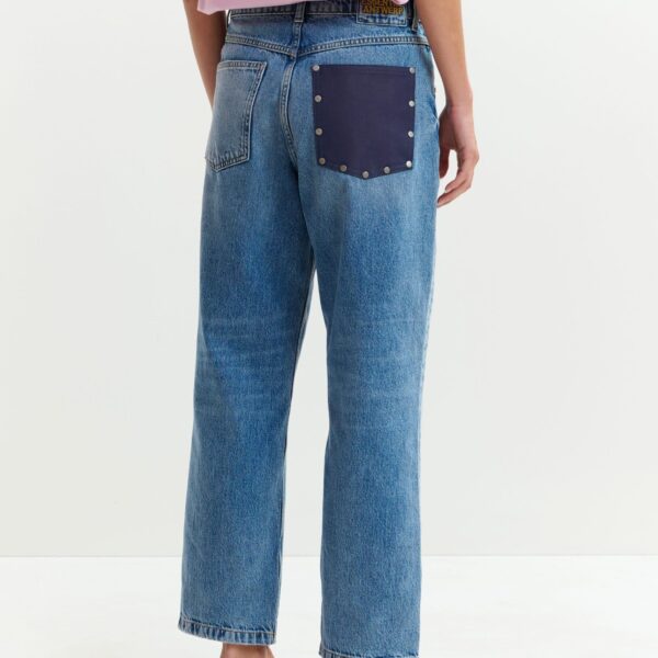 Essentiel Antwerp Blue organic cotton cropped boyfriend jeans - Essentiel Antwerp Pants - Colorful Belgian Design - Shop at Coveti