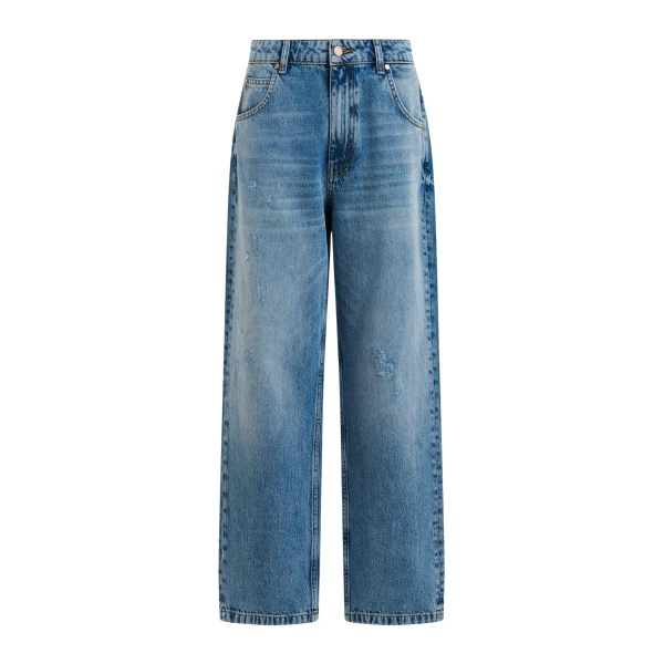 Essentiel Antwerp Blue organic cotton cropped boyfriend jeans - Essentiel Antwerp Pants - Colorful Belgian Design - Shop at Coveti