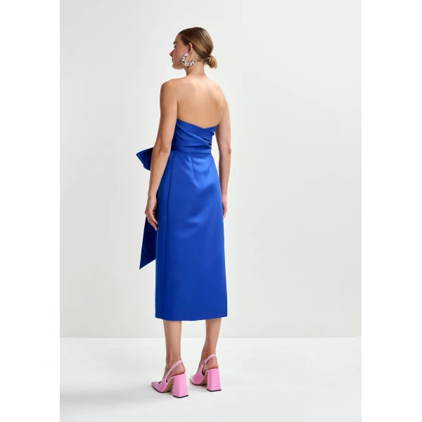 Essentiel Antwerp Blue strapless midi dress with wrap-belt, view 5