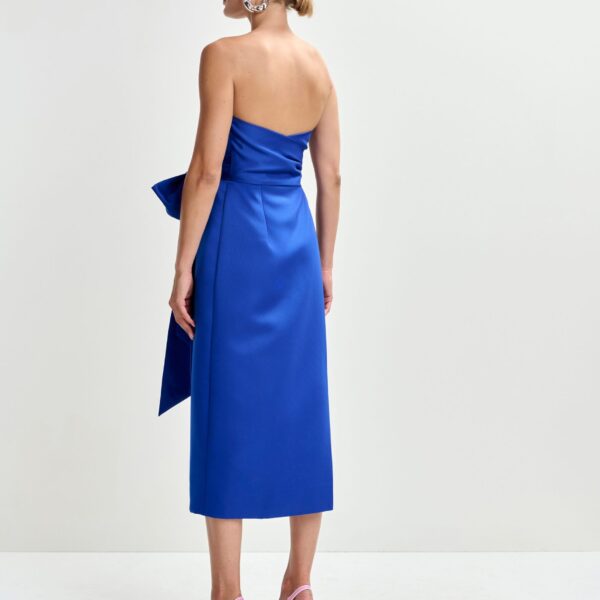 Essentiel Antwerp Blue strapless midi dress with wrap-belt - Essentiel Antwerp Dresses - Colorful Belgian Design - Shop at Coveti
