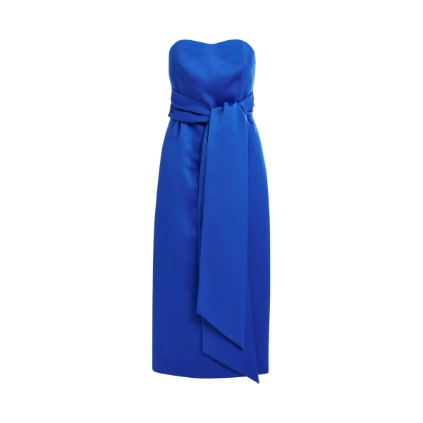 Essentiel Antwerp Blue strapless midi dress with wrap-belt - Essentiel Antwerp Dresses - Colorful Belgian Design - Shop at Coveti